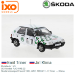 Modelauto 1:43 | IXO-Models RAC414B.22 | Skoda Motorsport Favorit 136 L WRC 1993 #11 - E.Triner - J.Klima Modelauto 1:43 | IXO-Models RAC414B.22 | Skoda Motorsport Favorit 136 L WRC 1993 #11 - E.Triner - J.Klima