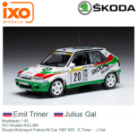 Modelauto 1:43 | IXO-Models RAC389 | Skoda Motorsport Felicia Kit Car 1997 #20 - E.Triner - J.Gal Modelauto 1:43 | IXO-Models RAC389 | Skoda Motorsport Felicia Kit Car 1997 #20 - E.Triner - J.Gal