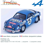 Modelauto 1:43 | Trofeu RR.FR45 | Alpine Renault A110 1440 1972 #35 - J.Jacquemin - D.Jacquemin-Lebeau Modelauto 1:43 | Trofeu RR.FR45 | Alpine Renault A110 1440 1972 #35 - J.Jacquemin - D.Jacquemin-Lebeau