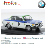 Modelauto 1:43 | Trofeu RR.GR07 | BMW Alpina 2002 Ti 1972 #14 - R.Aaltonen - J.Davenport Modelauto 1:43 | Trofeu RR.GR07 | BMW Alpina 2002 Ti 1972 #14 - R.Aaltonen - J.Davenport