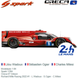 Modelauto 1:64 | Spark Y264 | Oreca 07 Gibson | Richard Mille Racing 2022 #1 - L.Wadoux - S.Ogier - C.Milesi Modelauto 1:64 | Spark Y264 | Oreca 07 Gibson | Richard Mille Racing 2022 #1 - L.Wadoux - S.Ogier - C.Milesi