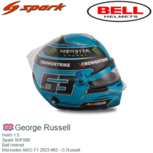 Helm 1:5 | Spark 5HF088 | Bell Helmet | Mercedes AMG F1 2023 #63 - G.Russell Helm 1:5 | Spark 5HF088 | Bell Helmet | Mercedes AMG F1 2023 #63 - G.Russell