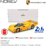 Modelauto 1:18 | Norev 187403 | Porsche 962C | Camel Brun Motorsport 1988 #4 - W.Lechner - F.Hunkeler - M.Reuter Modelauto 1:18 | Norev 187403 | Porsche 962C | Camel Brun Motorsport 1988 #4 - W.Lechner - F.Hunkeler - M.Reuter