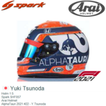 Helm 1:5 | Spark 5HF057 | Arai Helmet | AlphaTauri 2021 #22 - Y.Tsunoda Helm 1:5 | Spark 5HF057 | Arai Helmet | AlphaTauri 2021 #22 - Y.Tsunoda