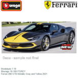 Modelauto 1:18 | Bburago 18-16017GREY | Ferrari 296 GTB Metallic Gray and Yellow 2021 Modelauto 1:18 | Bburago 18-16017GREY | Ferrari 296 GTB Metallic Gray and Yellow 2021