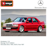 Modelauto 1:24 | Bburago 18-21103RED | Mercedes Benz 190E (W201) Red 1987 Modelauto 1:24 | Bburago 18-21103RED | Mercedes Benz 190E (W201) Red 1987