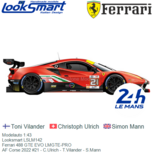 Modelauto 1:43 | Looksmart LSLM142 | Ferrari 488 GTE EVO LMGTE-PRO | AF Corse 2022 #21 - C.Ulrich - T.Vilander - S.Mann Modelauto 1:43 | Looksmart LSLM142 | Ferrari 488 GTE EVO LMGTE-PRO | AF Corse 2022 #21 - C.Ulrich - T.Vilander - S.Mann