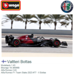 Modelauto 1:43 | Bburago 18-38086B | Alfa Romeo C43 | Alfa-Romeo F1 Team Stake 2023 #77 - V.Bottas Modelauto 1:43 | Bburago 18-38086B | Alfa Romeo C43 | Alfa-Romeo F1 Team Stake 2023 #77 - V.Bottas