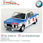 Modelauto 1:43 | Trofeu RR.FR54 | BMW 2002 Ti 1973 #76 - A.Kridel Sr - J.Brandenburger Modelauto 1:43 | Trofeu RR.FR54 | BMW 2002 Ti 1973 #76 - A.Kridel Sr - J.Brandenburger