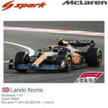 Modelauto 1:43 | Spark S8554 | McLaren F1 MCL36 2022 #4 - L.Norris Modelauto 1:43 | Spark S8554 | McLaren F1 MCL36 2022 #4 - L.Norris