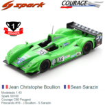 Modelauto 1:43 | Spark S0100 | Courage C60 Peugeot | Pescarolo #16 - J.Boullion - S.Sarazin Modelauto 1:43 | Spark S0100 | Courage C60 Peugeot | Pescarolo #16 - J.Boullion - S.Sarazin