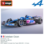 Modelauto 1:43 | Bburago 18-38073O | Alpine A523 | BWT-Alpine Formula One Team 2023 #31 - E.Ocon Modelauto 1:43 | Bburago 18-38073O | Alpine A523 | BWT-Alpine Formula One Team 2023 #31 - E.Ocon