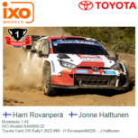 Modelauto 1:43 | IXO-Models RAM856.22 | Toyota Yaris GR Rally1 2022 #69 - H.Rovanperä - J.Halttunen Modelauto 1:43 | IXO-Models RAM856.22 | Toyota Yaris GR Rally1 2022 #69 - H.Rovanperä - J.Halttunen