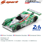 Modelauto 1:18 | Spark 18S848 | Courage C52 2000 #16 - O.Grouillard - S.Bourdais - E.Clérico Modelauto 1:18 | Spark 18S848 | Courage C52 2000 #16 - O.Grouillard - S.Bourdais - E.Clérico