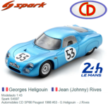 Modelauto 1:43 | Spark S4597 | Automobiles CD SP66 Peugeot 1966 #53 - G.Heligouin - J.Rives Modelauto 1:43 | Spark S4597 | Automobiles CD SP66 Peugeot 1966 #53 - G.Heligouin - J.Rives