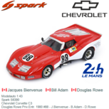 Modelauto 1:43 | Spark S6390 | Chevrolet Corvette C3 | Douglas Rowe Priv.Entr. 1980 #88 - J.Bienvenue - B.Adam - D.Rowe Modelauto 1:43 | Spark S6390 | Chevrolet Corvette C3 | Douglas Rowe Priv.Entr. 1980 #88 - J.Bienvenue - B.Adam - D.Rowe