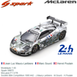Modelauto 1:43 | Spark S6672 | McLaren F1 GTR | Société BBA Compétition 1995 #42 - J.Maury-Laribiere - M.Sourd - H.Poulain Modelauto 1:43 | Spark S6672 | McLaren F1 GTR | Société BBA Compétition 1995 #42 - J.Maury-Laribiere - M.Sourd - H.Poulain