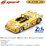 Modelauto 1:43 | Spark S9434 | Lola T280 | Ecurie Bonnier 1972 #7 - H.de Fierlandt - J.de Bragation - M.Cabral Modelauto 1:43 | Spark S9434 | Lola T280 | Ecurie Bonnier 1972 #7 - H.de Fierlandt - J.de Bragation - M.Cabral