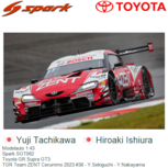 Modelauto 1:43 | Spark SGT062 | Toyota GR Supra GT3 | TGR Team ZENT Cerummo 2023 #38 - Y.Sekiguchi - Y.Nakayama Modelauto 1:43 | Spark SGT062 | Toyota GR Supra GT3 | TGR Team ZENT Cerummo 2023 #38 - Y.Sekiguchi - Y.Nakayama