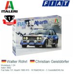 Modelauto 1:24 | Italeri 3662 | Fiat Italia 131 Abarth 1980 #10 - W.Röhrl - C.Geistdörfer Modelauto 1:24 | Italeri 3662 | Fiat Italia 131 Abarth 1980 #10 - W.Röhrl - C.Geistdörfer