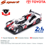 Modelauto 1:43 | Spark 43LM19 | Toyota Gazoo Racing TS050 Hybrid LMP1 2019 #8 - S.Buemi - F.Alonso - K.Nakajima Modelauto 1:43 | Spark 43LM19 | Toyota Gazoo Racing TS050 Hybrid LMP1 2019 #8 - S.Buemi - F.Alonso - K.Nakajima