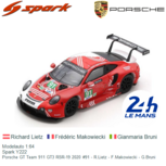 Modelauto 1:64 | Spark Y222 | Porsche GT Team 911 GT3 RSR-19 2020 #91 - R.Lietz - F.Makowiecki - G.Bruni Modelauto 1:64 | Spark Y222 | Porsche GT Team 911 GT3 RSR-19 2020 #91 - R.Lietz - F.Makowiecki - G.Bruni