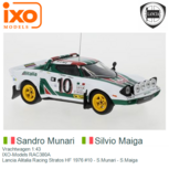 Vrachtwagen 1:43 | IXO-Models RAC380A | Lancia Alitalia Racing Stratos HF 1976 #10 - S.Munari - S.Maiga Vrachtwagen 1:43 | IXO-Models RAC380A | Lancia Alitalia Racing Stratos HF 1976 #10 - S.Munari - S.Maiga