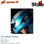 Helm 1:5 | Spark 5HF089 | Stilo Helmet | Alfa Romeo F1 2023 #77 - V.Bottas Helm 1:5 | Spark 5HF089 | Stilo Helmet | Alfa Romeo F1 2023 #77 - V.Bottas