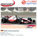 Modelauto 1:43 | Minichamps 417220147 | Haas F1 Team VF-22 2022 #47 - M.Schumacher Modelauto 1:43 | Minichamps 417220147 | Haas F1 Team VF-22 2022 #47 - M.Schumacher
