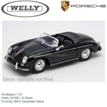 Modelauto 1:24 | Welly 24106C-W-Black | Porsche 356 A Speedster Black Modelauto 1:24 | Welly 24106C-W-Black | Porsche 356 A Speedster Black