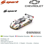 Modelauto 1:43 | Spark 43SE15 | Chevrolet Corvette DP | Action Express Racing 2015 #5 - C.Fittipaldi - S.Bourdais - J.Barbosa Modelauto 1:43 | Spark 43SE15 | Chevrolet Corvette DP | Action Express Racing 2015 #5 - C.Fittipaldi - S.Bourdais - J.Barbosa