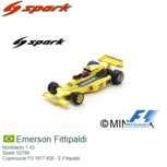Modelauto 1:43 | Spark S2760 | Copersucar F5 1977 #28 - E.Fittipaldi Modelauto 1:43 | Spark S2760 | Copersucar F5 1977 #28 - E.Fittipaldi