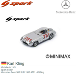 Modelauto 1:43 | Spark S5891 | Mercedes Benz 300 SLR 1955 #701 - K.Kling Modelauto 1:43 | Spark S5891 | Mercedes Benz 300 SLR 1955 #701 - K.Kling