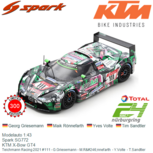 Modelauto 1:43 | Spark SG772 | KTM X-Bow GT4 | Teichmann Racing 2021 #111 - G.Griesemann - M.Rönnefarth - Y.Volte - T.Sandtler Modelauto 1:43 | Spark SG772 | KTM X-Bow GT4 | Teichmann Racing 2021 #111 - G.Griesemann - M.Rönnefarth - Y.Volte - T.Sandtler