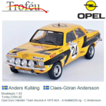 Modelauto 1:43 | Trofeu DSN-82 | Opel Euro Händler Team Ascona A 1975 #24 - A.Kulläng - C.Andersson Modelauto 1:43 | Trofeu DSN-82 | Opel Euro Händler Team Ascona A 1975 #24 - A.Kulläng - C.Andersson