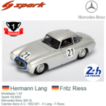 Modelauto 1:43 | Spark 43LM52 | Mercedes Benz 300 SL | Daimler-Benz A.G. 1952 #21 - H.Lang - F.Riess Modelauto 1:43 | Spark 43LM52 | Mercedes Benz 300 SL | Daimler-Benz A.G. 1952 #21 - H.Lang - F.Riess