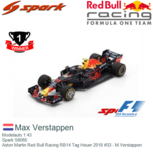 Modelauto 1:43 | Spark S6065 | Aston Martin Red Bull Racing RB14 Tag Heuer 2018 #33 - M.Verstappen Modelauto 1:43 | Spark S6065 | Aston Martin Red Bull Racing RB14 Tag Heuer 2018 #33 - M.Verstappen
