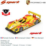 Modelauto 1:43 | Spark 43SE08 | Porsche RS Spyder | Penske Racing #7 - T.Bernard - R.Dumas - E.Collard Modelauto 1:43 | Spark 43SE08 | Porsche RS Spyder | Penske Racing #7 - T.Bernard - R.Dumas - E.Collard