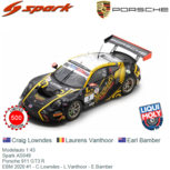 Modelauto 1:43 | Spark AS049 | Porsche 911 GT3 R | EBM 2020 #1 - C.Lowndes - L.Vanthoor - E.Bamber Modelauto 1:43 | Spark AS049 | Porsche 911 GT3 R | EBM 2020 #1 - C.Lowndes - L.Vanthoor - E.Bamber