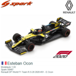 Modelauto 1:43 | Spark S6467 | Renault DP World F1 Team R.S.20 2020 #31 - E.Ocon Modelauto 1:43 | Spark S6467 | Renault DP World F1 Team R.S.20 2020 #31 - E.Ocon