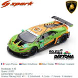 Modelauto 1:43 | Spark US132 | Lamborghini Huracan GT3 EVO | Grasser Racing 2020 #11 - S.Schothorst - A.Costa - F.Perera - R.Heistand Modelauto 1:43 | Spark US132 | Lamborghini Huracan GT3 EVO | Grasser Racing 2020 #11 - S.Schothorst - A.Costa - F.Perera - R.Heistand