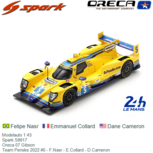 Modelauto 1:43 | Spark S8617 | Oreca 07 Gibson | Team Penske 2022 #5 - F.Nasr - E.Collard - D.Cameron Modelauto 1:43 | Spark S8617 | Oreca 07 Gibson | Team Penske 2022 #5 - F.Nasr - E.Collard - D.Cameron