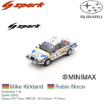 Modelauto 1:43 | Spark S5432 | Subaru RS Tubro 1986 #5 - M.Kirkland - R.Nixon Modelauto 1:43 | Spark S5432 | Subaru RS Tubro 1986 #5 - M.Kirkland - R.Nixon