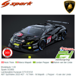 Modelauto 1:43 | Spark SG905 | Lamborghini Huracan GT3 EVO2 | ABT Sportsline 2023 #27 - N.Thiim - M.Mapelli - J.Pepper - K.van der Linde Modelauto 1:43 | Spark SG905 | Lamborghini Huracan GT3 EVO2 | ABT Sportsline 2023 #27 - N.Thiim - M.Mapelli - J.Pepper - K.van der Linde