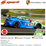 Modelauto 1:43 | Spark SG922 | Porsche 911 GT3 R | Falken Motorsports 2023 #33 - K.Bachler - A.Picariello - S.Müller Modelauto 1:43 | Spark SG922 | Porsche 911 GT3 R | Falken Motorsports 2023 #33 - K.Bachler - A.Picariello - S.Müller