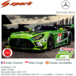 Modelauto 1:43 | Spark SG925 | Mercedes Benz AMG GT3 | Mercedes-AMG Team Getspeed 2023 #3 - D.Juncadella - J.Gounon - M.Engel Modelauto 1:43 | Spark SG925 | Mercedes Benz AMG GT3 | Mercedes-AMG Team Getspeed 2023 #3 - D.Juncadella - J.Gounon - M.Engel