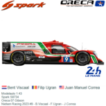 Modelauto 1:43 | Spark S8734 | Oreca 07 Gibson | Nielsen Racing 2023 #9 - B.Viscaal - F.Ugran - J.Correa Modelauto 1:43 | Spark S8734 | Oreca 07 Gibson | Nielsen Racing 2023 #9 - B.Viscaal - F.Ugran - J.Correa