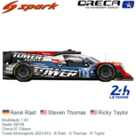 Modelauto 1:43 | Spark S8736 | Oreca 07 Gibson | Tower Motorsports 2023 #13 - R.Rast - S.Thomas - R.Taylor Modelauto 1:43 | Spark S8736 | Oreca 07 Gibson | Tower Motorsports 2023 #13 - R.Rast - S.Thomas - R.Taylor
