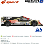 Modelauto 1:43 | Spark S8740 | Oreca 07 Gibson | JOTA 2023 #28 - P.Fittipaldi - D.Heinemeier Hansson - O.Rasmussen Modelauto 1:43 | Spark S8740 | Oreca 07 Gibson | JOTA 2023 #28 - P.Fittipaldi - D.Heinemeier Hansson - O.Rasmussen