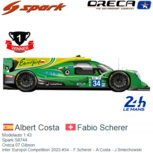 Modelauto 1:43 | Spark S8744 | Oreca 07 Gibson | Inter Europol Competition 2023 #34 - F.Scherer - A.Costa - J.Smiechowski Modelauto 1:43 | Spark S8744 | Oreca 07 Gibson | Inter Europol Competition 2023 #34 - F.Scherer - A.Costa - J.Smiechowski